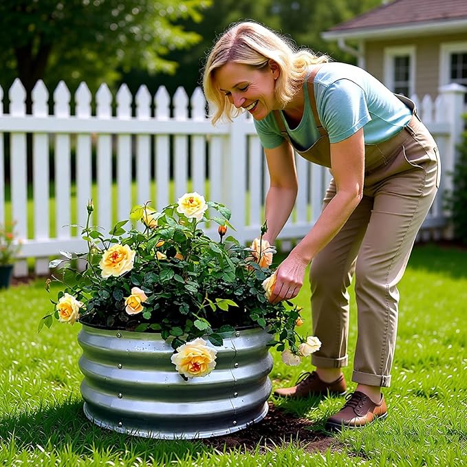 GARDMAX 2 Pack 2x2x1FT Galvanized Round Raised Garden Bed Kit, Metal Planter Boxes Outdoor with Easy Assembly, Large Garden Bed for Vegetables, Fruits, Flower, Herbs Silver ChooseGardmaxforbetterlife