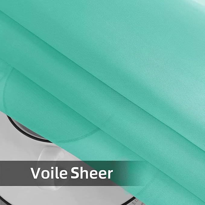 SpaceDresser Waterproof Outdoor Sheer Curtains for Patio - 2 Panels Rod Pocket Indoor Voile Sheer Curtain for Living Room,52W x 120L inch,Turquoise SpaceDresser