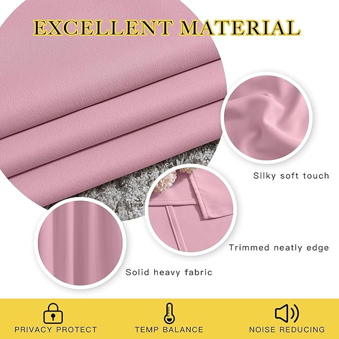 NICETOWN Blackout Drapery Curtain Panel 90 inches Long - Window Treatment Thermal Insulated Grommet Blackout Curtain/Drape for Bedroom Living Room (Rouge Pink, 1 Panel, 46 by 90 inches) NICETOWN