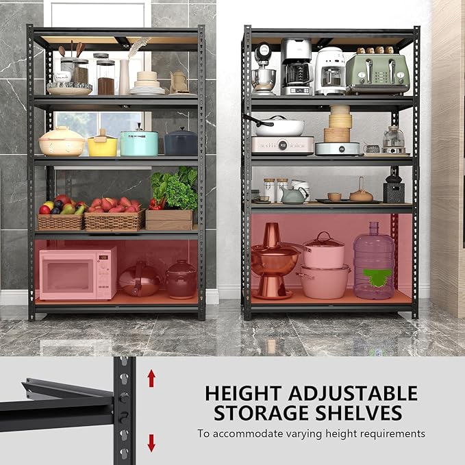 72" H Storage Shelves,Storage Shelves Heavy Duty,2400LBS Metal Shelving Units,Adjustable Garage Shelving Heavy Duty for Garage Storage,Warehouse,16"x35.5"x72 Rootora