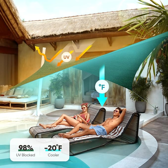 Quictent 20x26ft Sun Shade Sail for Patio, 185GSM Heavy Duty Rectangular Outdoor Sunshades UV Block Outside Canopy Cover for Backyard QUICTENT