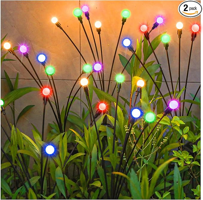 TONULAX Solar Garden Lights, Starburst Swaying When Wind Blows, Solar Lights Outdoor Decorative, Color Changing RGB Light for Yard Patio Pathway Decoration(4 Pack) TONULAX