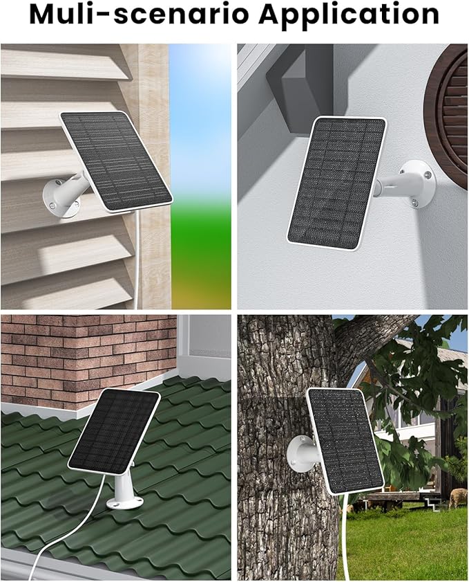 5W Solar Panel Charger Compatible with Arlo Essential 2K Outdoor Camera(2nd Gen)/Essential Outdoor XL(2nd Gen)/Essential Spotlight, IP65 Waterproof 10ft USB-C & Micro USB Cable & Wall Mount, 2 Pack FOHOA