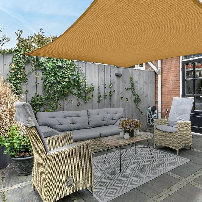 AsterOutdoor Sun Shade Sail Rectangle 8' x 12' UV Block Canopy for Patio Backyard Lawn Garden Outdoor Activities, Sand AsterOutdoor