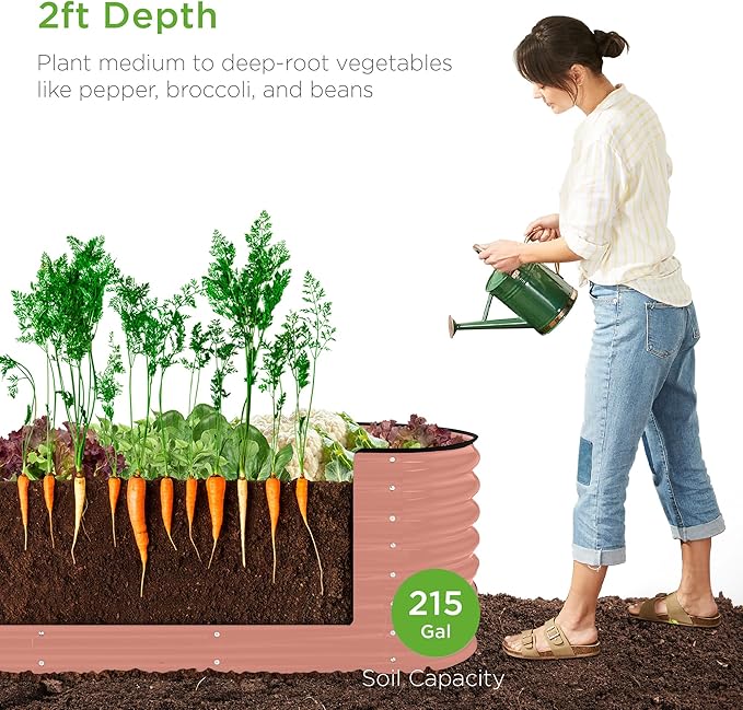 Best Choice Products 8x2x2ft Metal Raised Garden Bed, Oval Outdoor Deep Root Planter Box for Vegetables, Herbs w/ 4 Support Bars, 215 Gal Capacity - Terracotta BestChoiceProducts