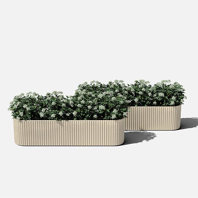 Veradek Demi Series Window Box Planter - Long Planter Box for Windowsill/Balcony | Durable Plastic-Stone Composite Material | Modern Décor for Flowers/Herbs VeradekOutdoor