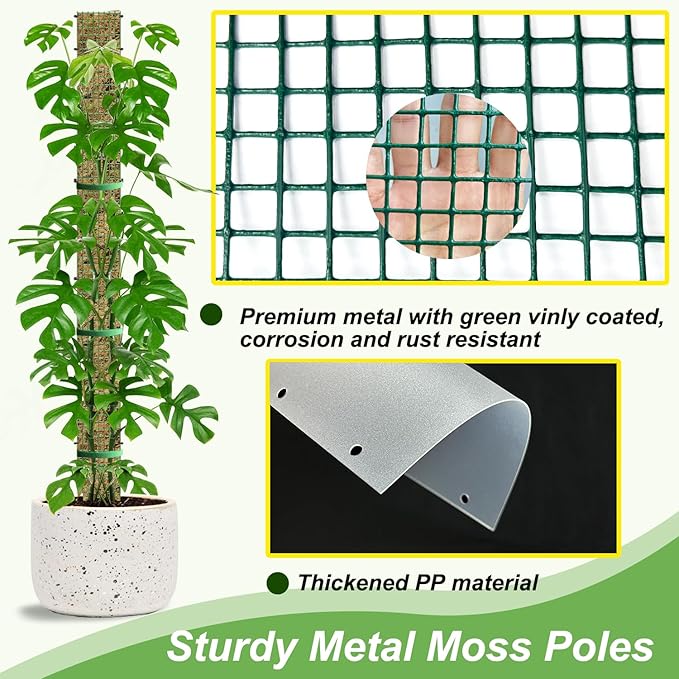 60" Metal Moss Pole, D Shape Sphagnum Moss Pole, Moss Poles for Climbing Plants, Monstera, Indoor Climbing Plants (4Pcs 60") HOLANHING