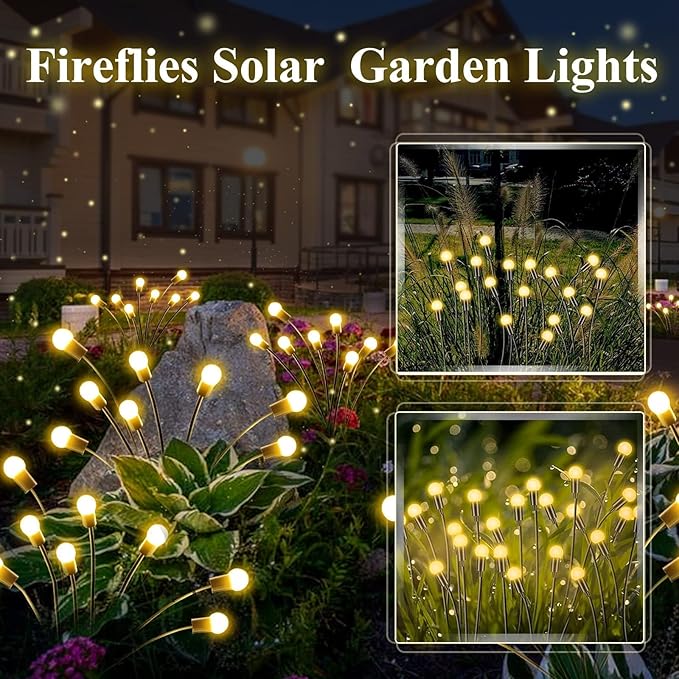10-Pack Solar Garden Lights, 80 LED Solar Lights Outdoor for Garden Decor, Waterproof Firefly Light Outdoor (Sway by Wind), Swaying Light for Outside Yard Pathway Landscape Decorations (Warm White) Albelt