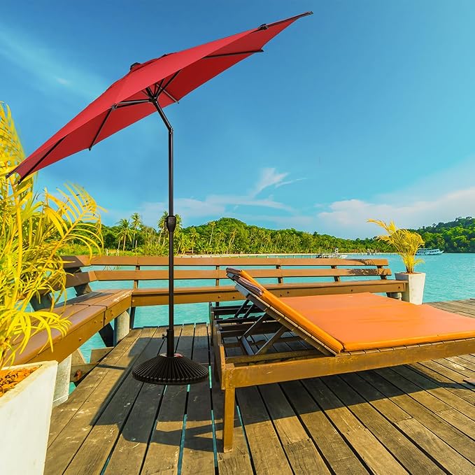 Abba Patio 11FT Lyon Outdoor Patio Umbrella Outdoor Table Umbrella with Push Button Tilt and Crank Market Umbrella 8 Sturdy Ribs UV Protection Waterproof for Garden Deck Backyard Pool Dark Red AbbaPatio