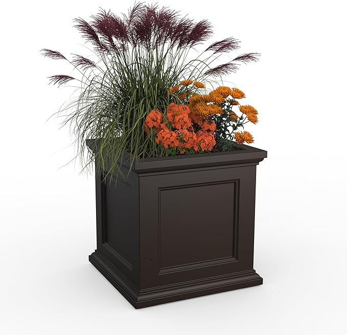 Mayne Fairfield 24-Inch Self Watering Square Planter Box, Weather-Resistant and Durable, Ideal for Indoor and Outdoor Use, Perfect for Patio, Porch, or Entryway Mayne