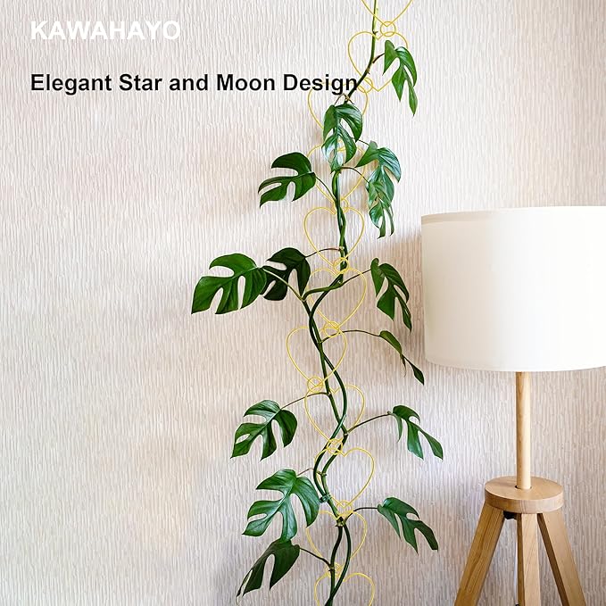 20 Pcs Chain Trellis for Climbing Plants Indoor Outdoor, Plant Trellis, Garden Plant Wall Trellis, Vine Support Houseplant Accessories for Monstera, Pothos, Ivy, Climbing Plants (Gold Heart) KAWAHAYO
