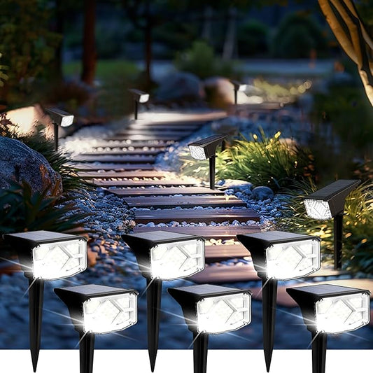 SOLPEX Solar Lights Outdoor Waterproof IP65, Landscape Spotlights Outdoor, Compact Design Spot Lights, Solar Powered Flood Lights for Garden Yard House Pathway Tree Outside, 6 Pack, Cool White Solpex