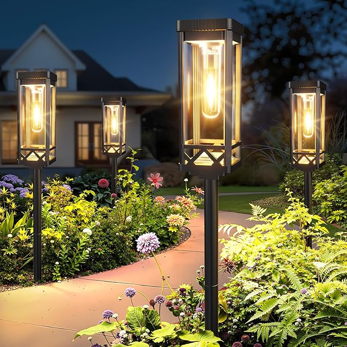 KOOPER Taller Solar Pathway Lights Outdoor, 6 Pack Upgraded Brighter Solar Garden Lights Solar Powered, Up To 15 Hours Outdoor Solar Lights for Yard Landscape Lighting Path Walkway Driveway Sidewalk KOOPER