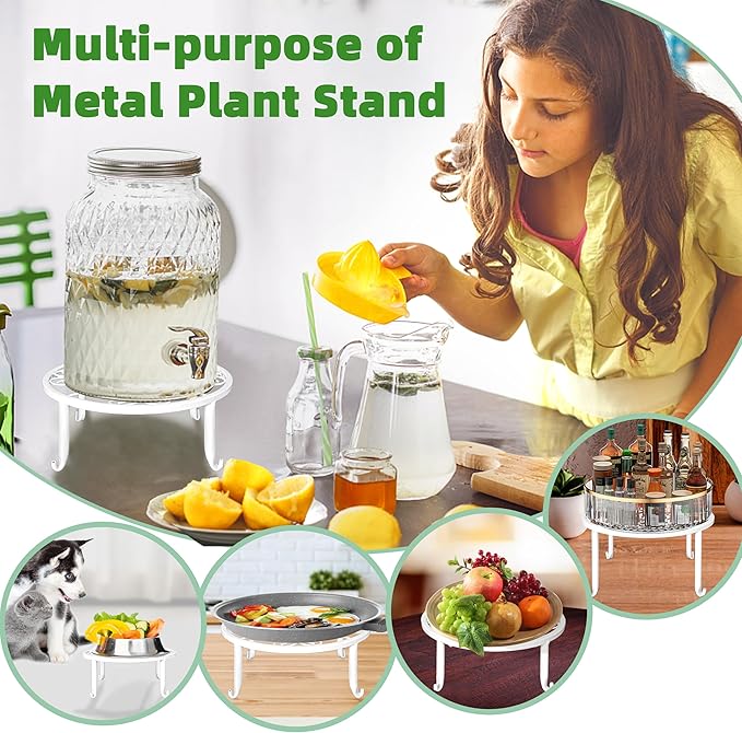 Plant Stands 5 Pack White Metal Plant Stand for Outdoor Indoor Plants Heavy Duty Flower Pot Stands for Multiple Plants Rustproof Iron Round Plant Shelf for Planter Potted Plant Holder for Garden Home XGUNION