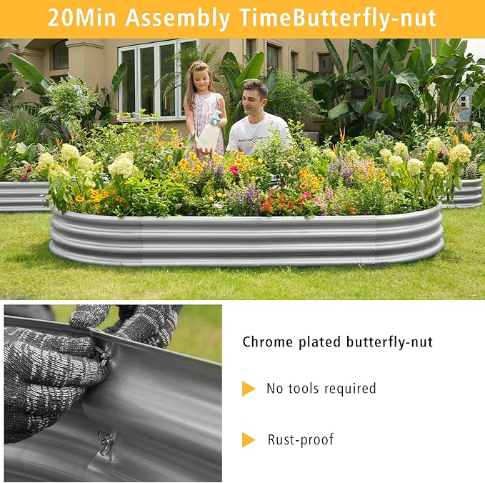Garden Galvanized Raised Garden Bed Kit - Metal Planter Box for Vegetables/Herbs/Flowers, Heavy-Duty Steel Outdoor Garden Box with Reinforced Edges Gardeal