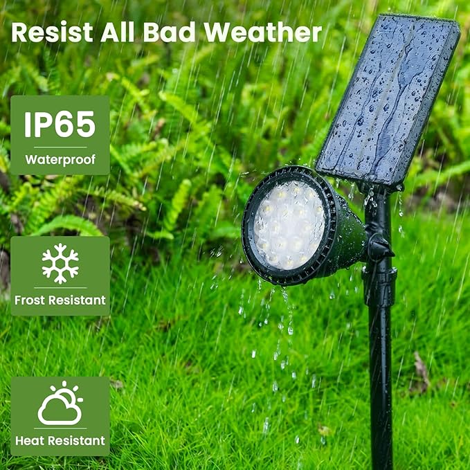 JSOT 600 Lumen Bright Solar Lights Outdoor Waterproof,Solar Powered Landscape Spotlights Solar Walkway Lighting for Backyard Garden Pathway Driveway Path Wall Patio Decor Warm White 4 Pack JSOT