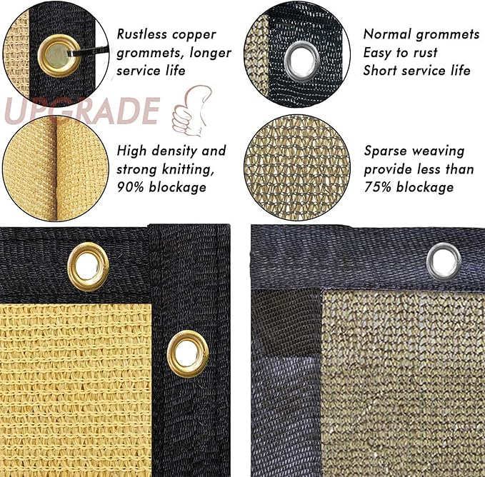 UPGRADE Privacy Fence Screen 6'x28' Sand Outdoor 90% Visibility Blockage 170 GSM Mesh Shade Cover Panels for Backyard,Balcony,Home Decoration with Zip Ties,Customized Avaliable UPGRADE