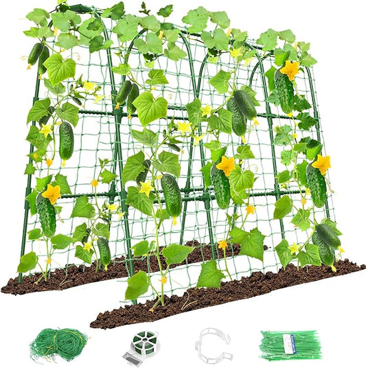 Cucumber Trellis for Raised Bed, U-Shape Garden Trellis for Climbing Plants Outdoor, Metal Arch Trellis for Vegetables, Plant Support for Tomato, Pea, Zucchini (47.2" L×30" W×47.2" H-Medium) MYMULIKEHOME