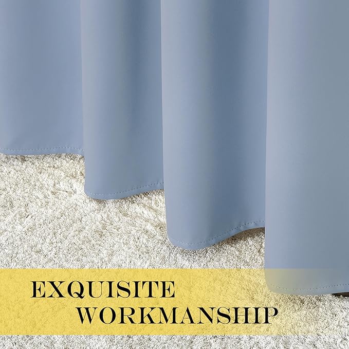 NICETOWN Blackout Vintage Blue Bedroom Curtain 84 inches Long, Grommet Thermal Insulated Room Divider Drape Solid Window Treatment for Sliding Door/Living Room, W100 x L84, 1 Panel NICETOWN