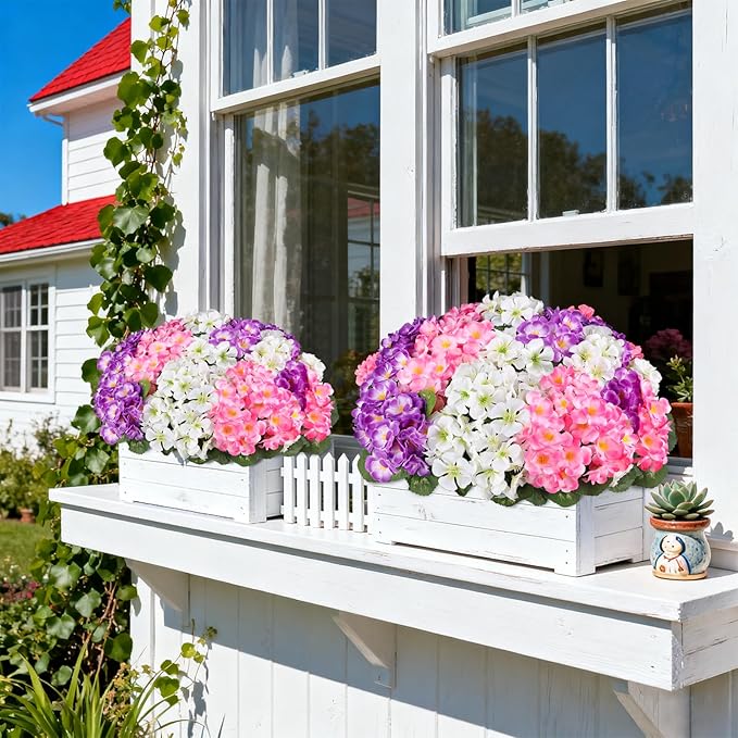 Artificial Geraniums Flowers for Outdoors, 6 Bundles Realistic Silk Fake Geranium, No Fade Faux Plants for Hanging Baskets, Window Boxes, Planters - Porch, Patio, Garden Decor(Mix Colors) AmberFun