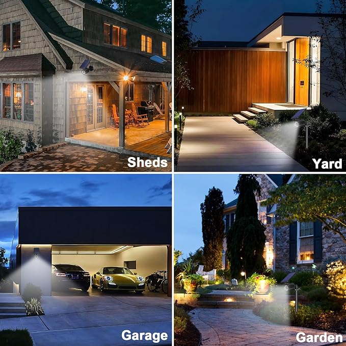Solar Motion Lights Outdoor 2000LM Security Flood Lights IP67 Waterproof Spot Lights for Yard Porch Garage 3 Pack CAHOUGSMTSolarLights