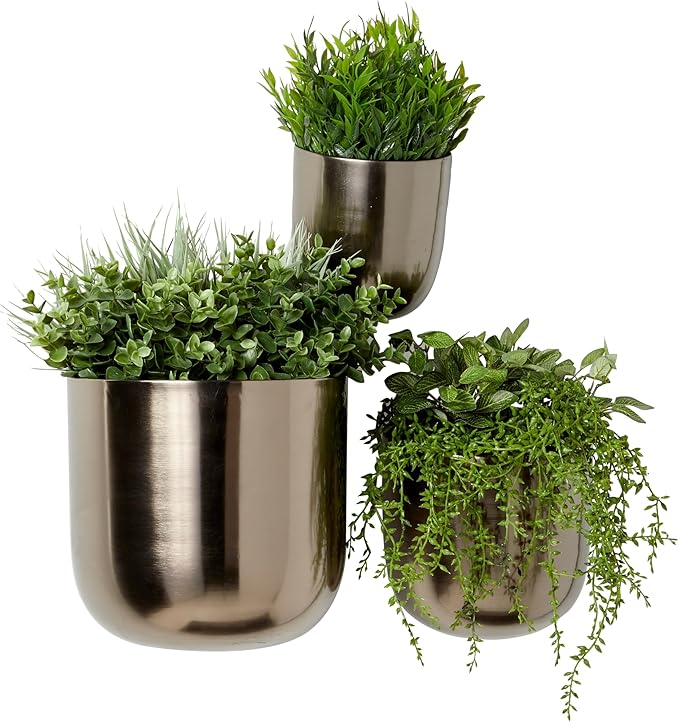 Deco 79 Metal Indoor Outdoor Wall Planter Indoor Outdoor Floating Hanging Planter, Set of 3 Plant Hanger 9", 7", 6"H, Black Deco79