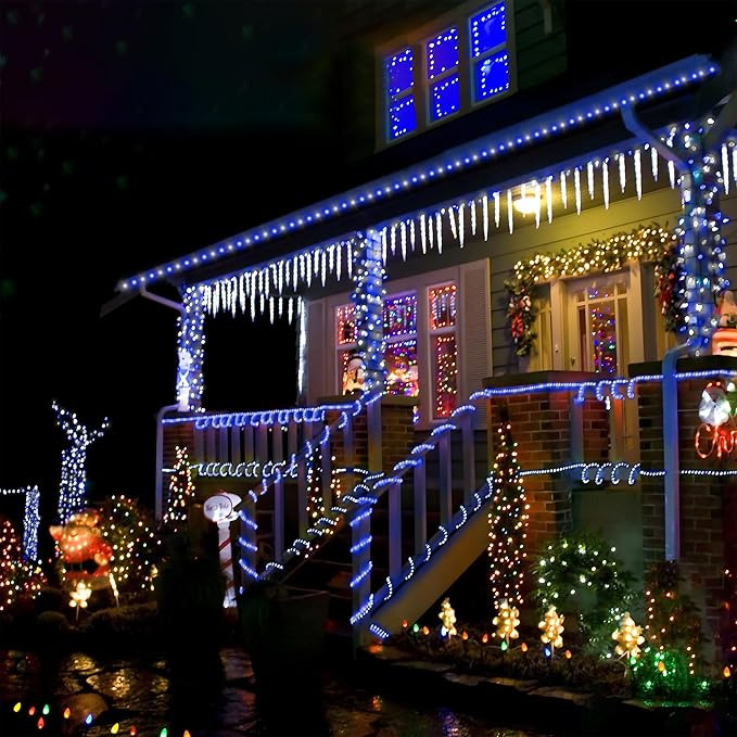 150ft LED Rope Lights Outdoor, 1080 LED Connectable and Flexible Tube Lights with 8 Modes, Waterproof LED Rope Lighting for Garden Patio Bedroom Party Pool Indoor Outdoor Christmas Decor (White&Blue) Jnaurb