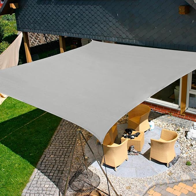 KANAGAWA Sun Shade Sail 10'x10' Gray Square UV Block Canopy Awning Shelter Fabric Cloth Screen for Outdoor Patio Garden Backyard Activities KANAGAWA