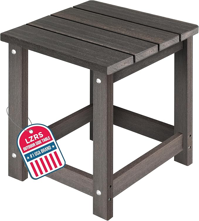 LZRS Adirondack Square Outdoor Side Table for Patio, Pool Composite Patio Table,HDPE End Tables for Backyard,Pool, Indoor Companion, Easy Maintenance & Weather Resistant(Brown Mixture) LZRSPET