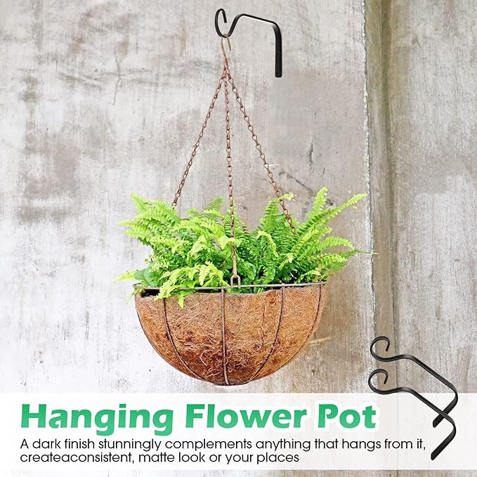 12 Pack Hanging Plant Bracket 7.3 Inches Metal Hook Decorative Straight Hanger for Bird Feeders, Wind Chimes, Flower Baskets, Planters Indoor Outdoor Wall Chumia
