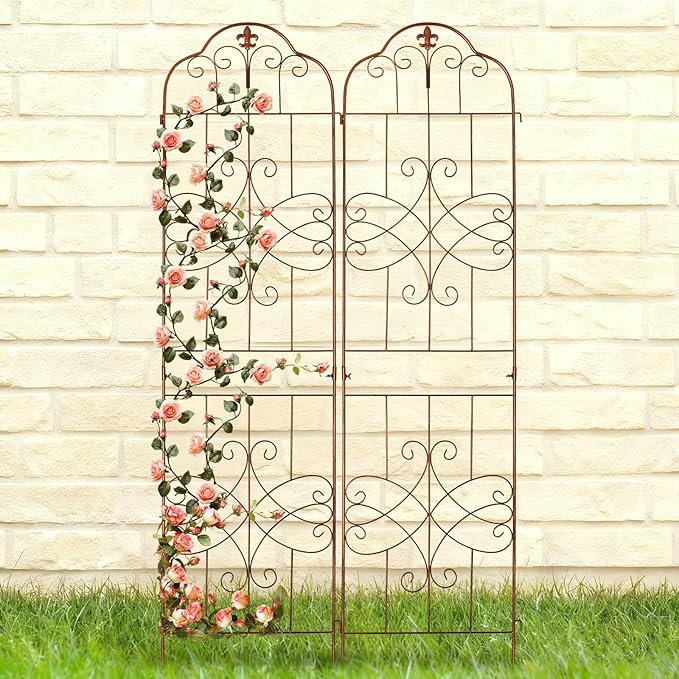 hogardeck 4 Packs 84 * 19 inch Metal Garden Trellis for Climbing Plants Outdoor,Heavy Duty,Coating Rustproof Trellis for Rose, Vegetable, Flowers, Expandable,Perfect for Training Climbing Plants HOGARDECK