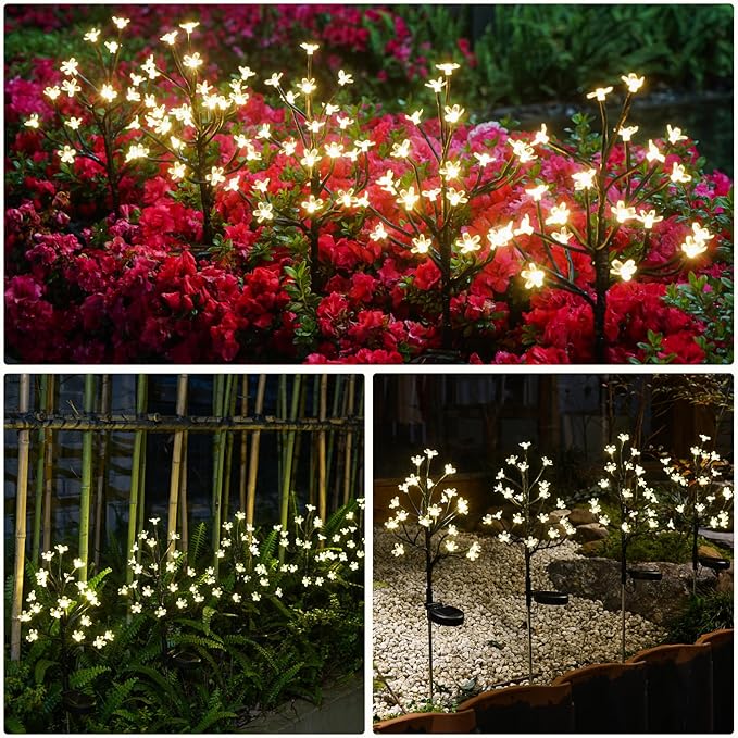 Solar Garden Lights Outdoor,Solar Lights Outdoor Decorative Waterproof for Outside 8Pack,160Led Solar Flowers Garden Decor, Yard Pathway,Patio Fairy Decorations,Gardening Gifts for Women Mom IUEECEN