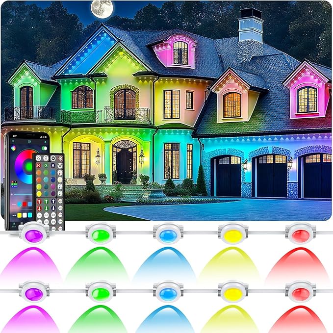 200FT Permanent Outdoor Lights for House Waterproof, IP67 LED Eave Lights with App/Remote Control, Outdoor Permanent led Lighting for House Roof Decor,Christmas,Party,All Holiday and Daily Rootora