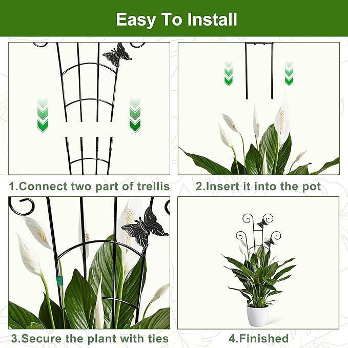 COOMIN 30'' Monstera Plant Support Outdoor, Metal Expandable Plant Supports for Indoor Plants, 2P Garden Trellis for Climbing Plants Indoor - Ivy, Pothos, Philodendron, Hoya COOMIN