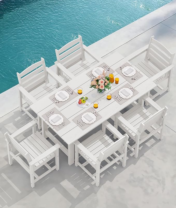 SERWALL Patio Dining Chair Set of 2, White SERWALL