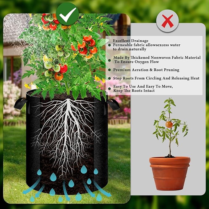 2 Pack 20 Gallon Potato Grow Bags with Pull-Down Harvest Window, Potato Bags for Growing Potatoes Heavy Duty Thickened Nonwoven Fabric Gardening Vegetable Growing Bags with Visible Window WelcometoUJG%EF%BC%81