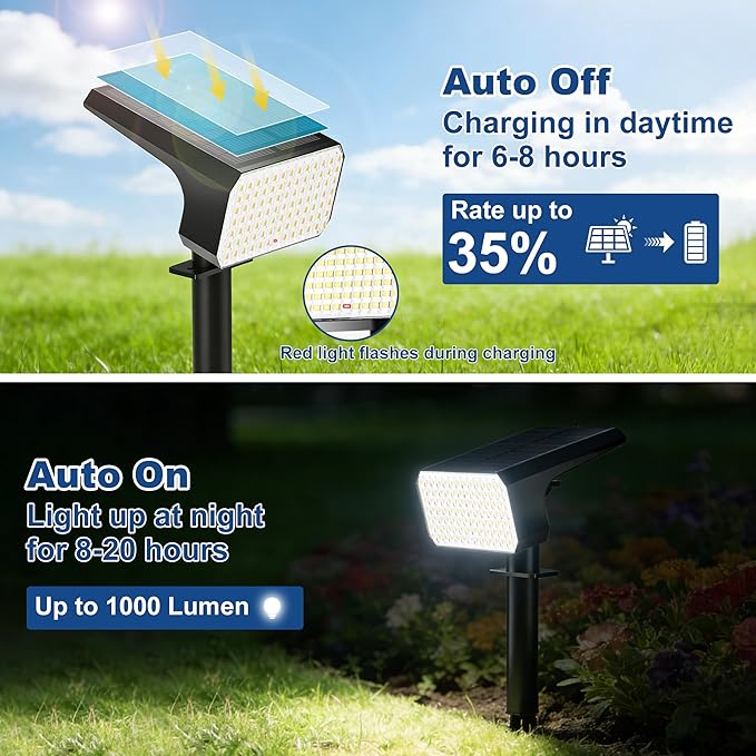 LANSOW 12 Pack Solar Spot Lights Outdoor Waterproof IP67, (90 LED/4 Modes) Solar Landscape Spotlights, 2-in-1 Solar Powered Flood Lights for Yard Garden Pathway Outside Tree, Auto ON/Off(Cool White) LANSOW