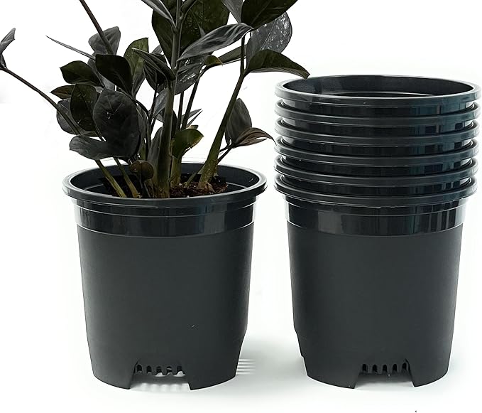 Cotta Planters 2 Gallon Black Nursery Pot Plastic 6-Pack Planter Pots Pot Liners for Outdoor Indoor Plants Gardening Flower Pots with Drainage Holes CottaPlanters