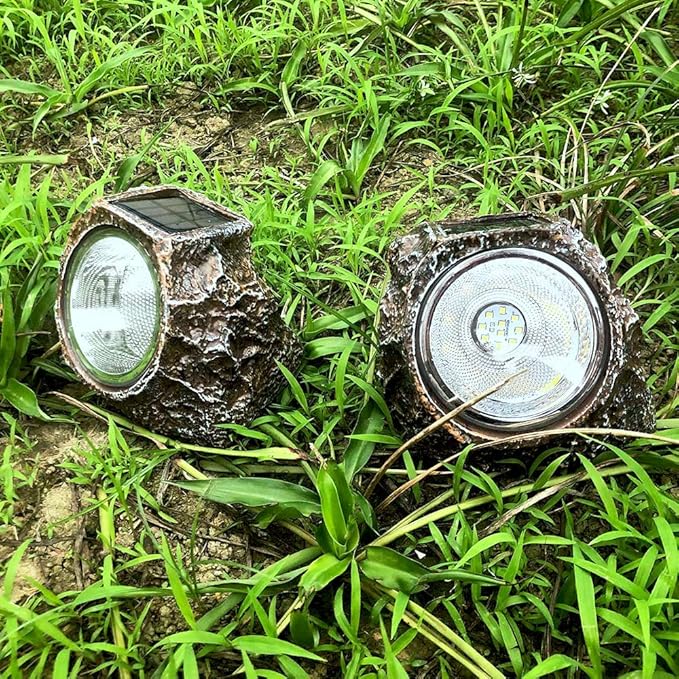 EiGreen Solar Garden Rock Lights Outdoor, 2 Pack 10 LED Waterproof Solar Powered Rock Light，Yard Landscaping Spotlights, for Indoor and Outdoor Decoration EigreenSolaroutdoorlights