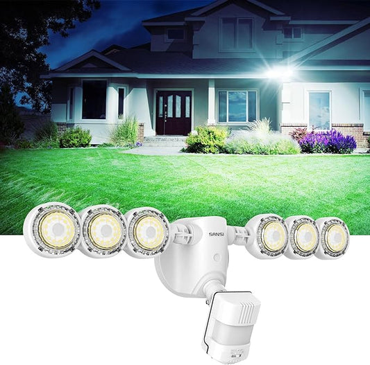SANSI 55W Motion Sensor Outdoor Lights 7000LM Super Bright LED Security Lights, 5000K Dusk to Dawn Flood Light, 4 Modes,Wide 320°Angle Illumination, for Yard, Patio, Garage, Doorways Wired Not Solar SANSI
