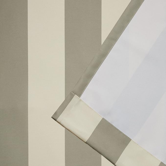 Exclusive Home Canopy Stripe Indoor/Outdoor Grommet Top Curtain Panel, 54"x96", Taupe / Sand, Set of 2 Exclusive+Home