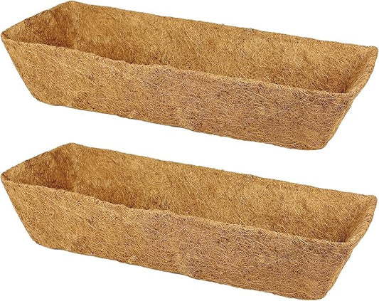 2 Pack 24 Inch Trough Coconut Liners for Window Box Planter Natural Coco Fiber Replacement Liner for Outdoor Plants Flowers Outside Coir Planters Porch Balcony Garden Decor KarlliuHOMEGARDEN