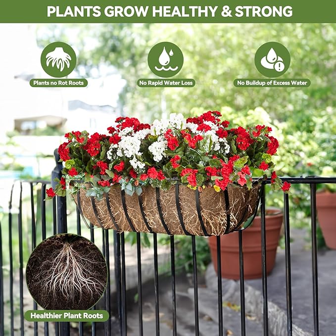 2Pcs Trough Coco Liner 24" Coco Coir Liners for Planters, Liners for Window Boxes Liners, Wall Basket Planters, Railing Hanging Baskets, Garden Planter Baskets HAOVZRI