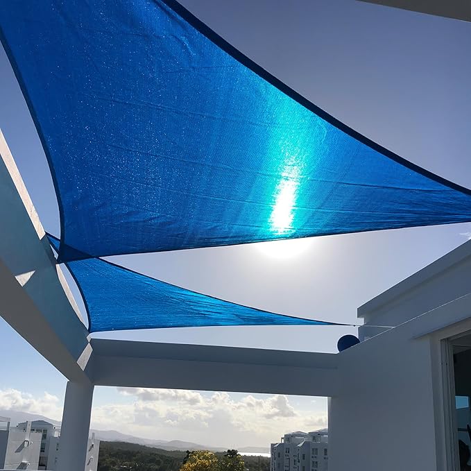 SUNNY GUARD Sun Shade Sail 16'x16'x16' Triangle Blue UV Block Sunshade for Backyard Yard Deck Patio Garden Outdoor Activities and Facility(We Make Custom Size) SUNNYGUARD