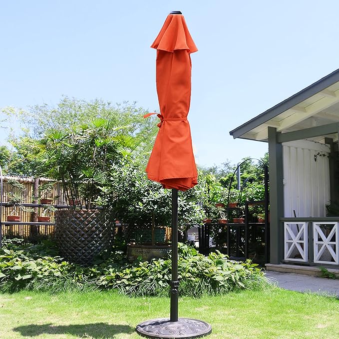 Sunnyglade 9' Patio Umbrella Outdoor Table Umbrella with 8 Sturdy Ribs (Orange) Sunnyglade