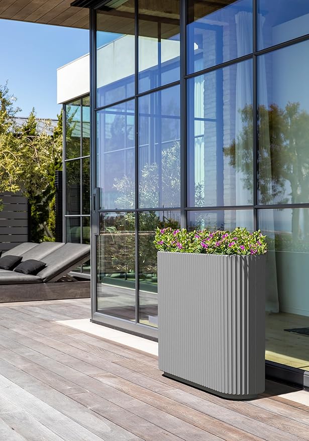 Veradek Demi Series Span Planter for Front Porch, Patio, Backyard | Durable Plastic-Stone Composite Material | Modern Décor for Shrubs, Flowers VeradekOutdoor