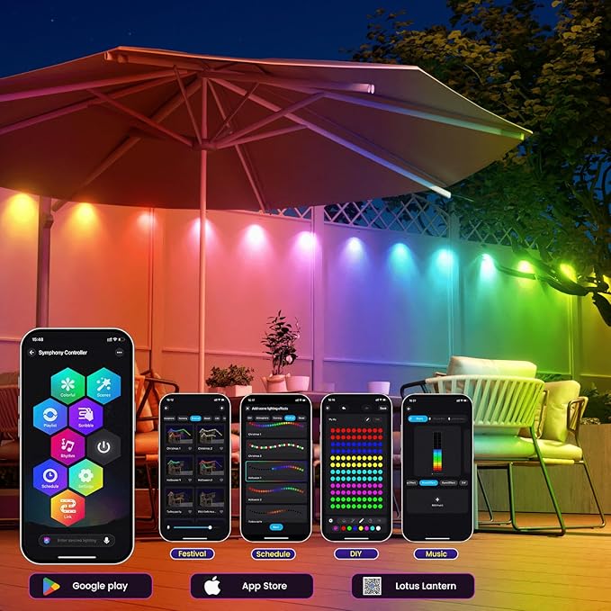 Fitop Permanent Outdoor Lights, 100FT RGB LED Eaves Light for Home, IP67 Waterproof Outdoor Strip Light, Extendable, DIY Scene Modes, Music Sync, App/Remote Control Fitop