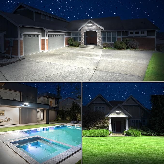 Onforu 100W 11000LM Flood Lights Outdoor, Brightness Security LED Flood Lights with 3 Adjustable Heads, Switch Controlled, IP65 Waterproof 6500K Outside Exterior Flood Light for Yard Garage Eave Patio Onforu