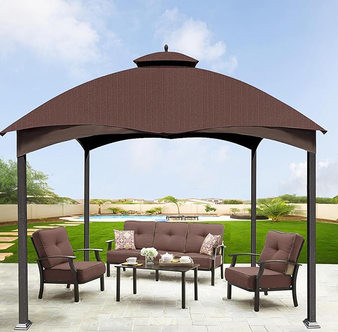 SCOCANOPY Brown Ripstop Replacement Top for Lowe's Allen Roth 10X12 Gazebo Model #GF-12S004B-1/ GF-12S004BTO SCOCANOPY