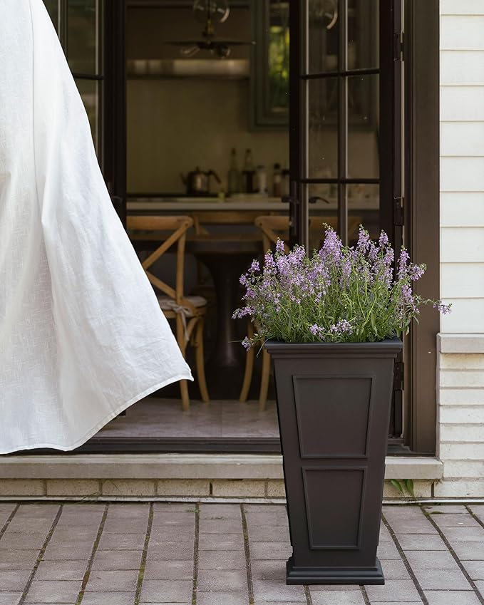 Veradek Brixton Series Tall Planter - Large Outdoor Planter for Front Porch/Patio | Crack-Resistant Plastic for All-Weather Use | Classic Estate Design for Tall Plants, Flowers, Trees VeradekOutdoor